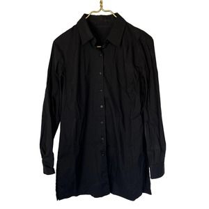Womyn Big Shirt Long Sleeve Collared Button Down Shirt in Black Size 2